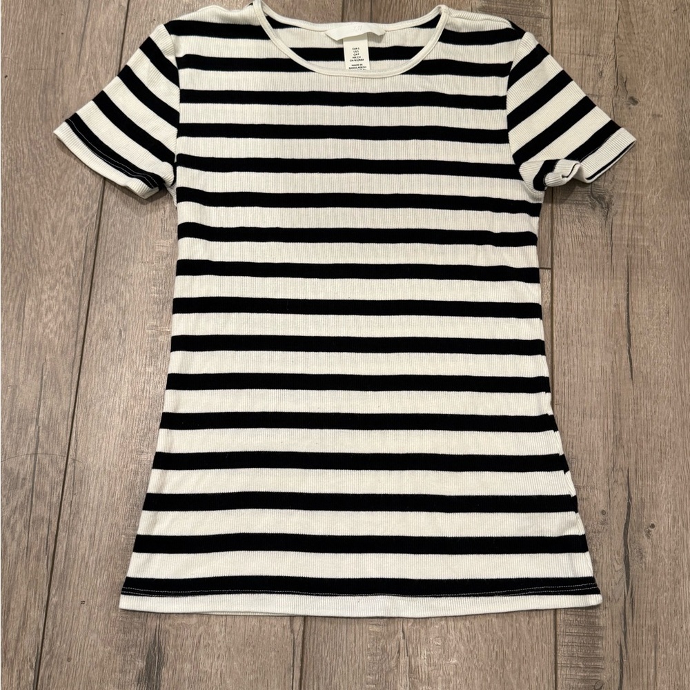 H&M Black and White Striped T-Shirt